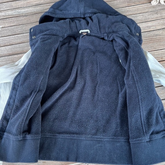 Free People Double Layer Distressed Jean Jacket Small Hood Destroyed Light Wash - Picture 8 of 14